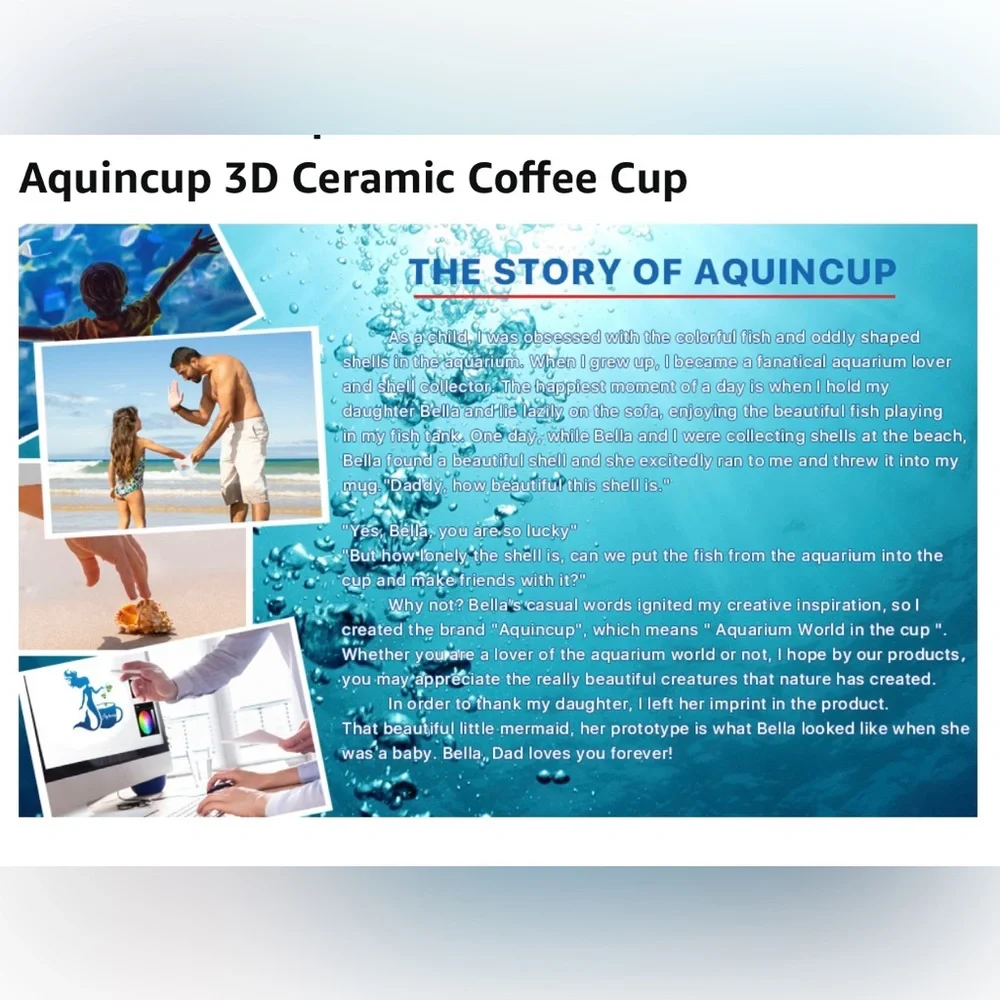 Large 3D Ceramic Coffee Cup with Hand Painted Clownfish Inside